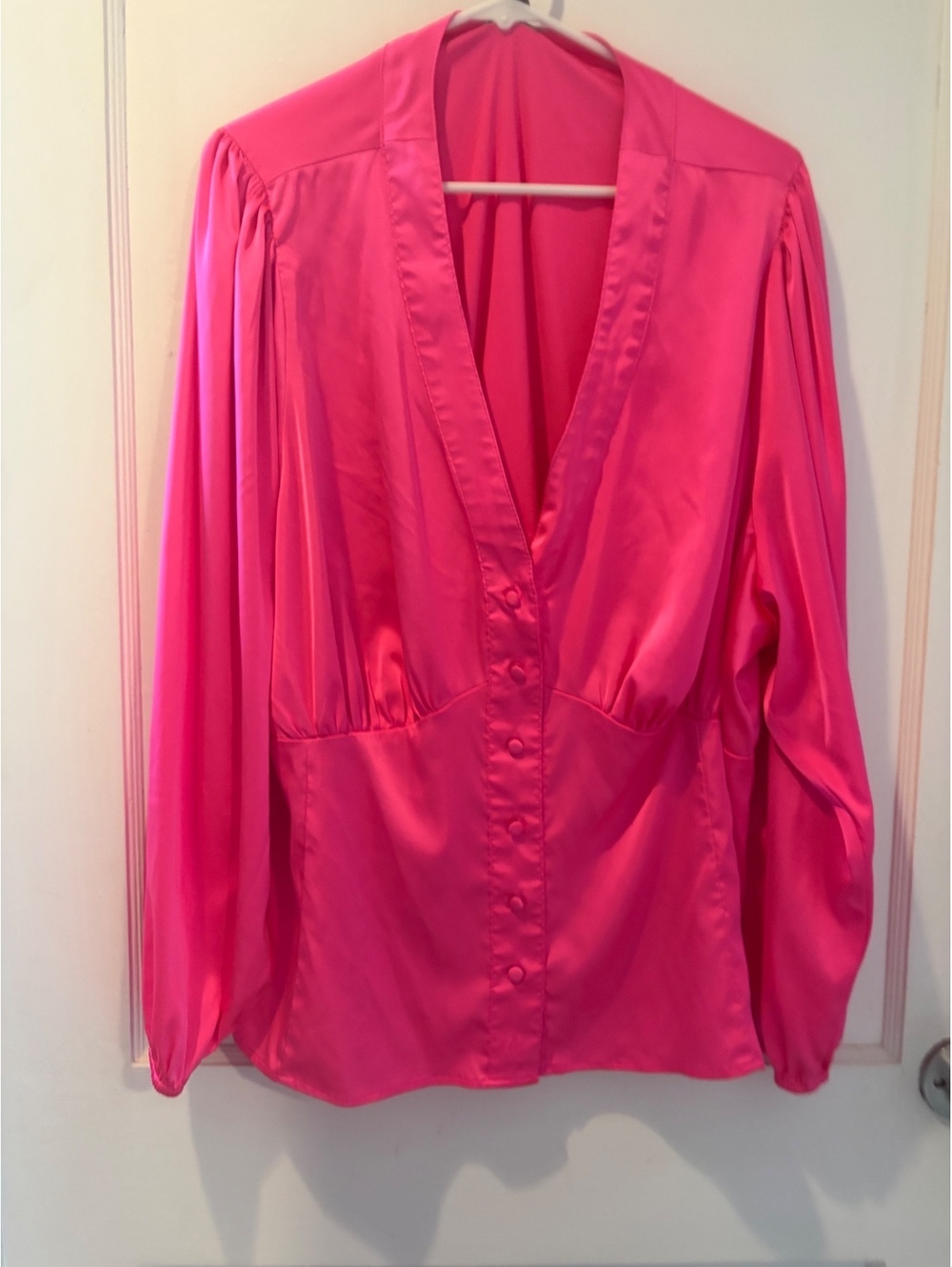 Torrid bright pink satin blouse size 4